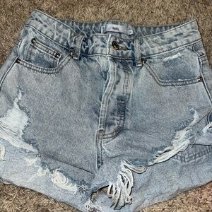 Adika Light Blue Distressed Jean Shorts